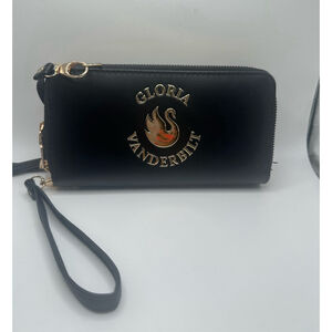 Gloria Vanderbilt Wallet zip around wristlet Black with gold
